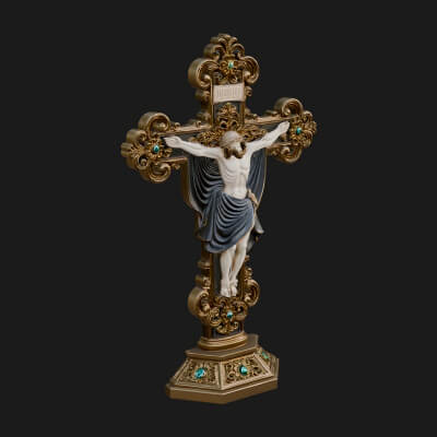 Gemmed Crucifix Cross Model Design 22 3D Print Model