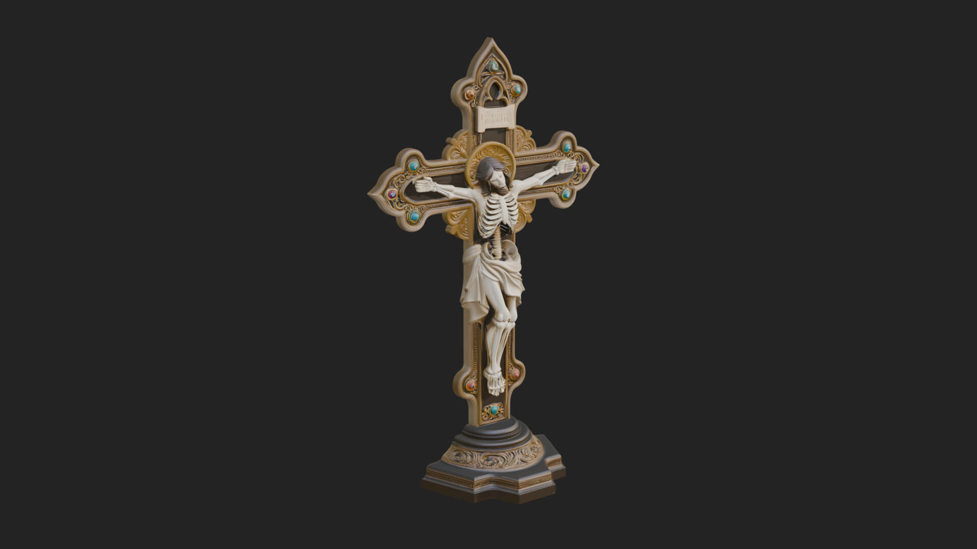 Gemmed Crucifix Cross Model Design 23 3D Print Model 3D Model