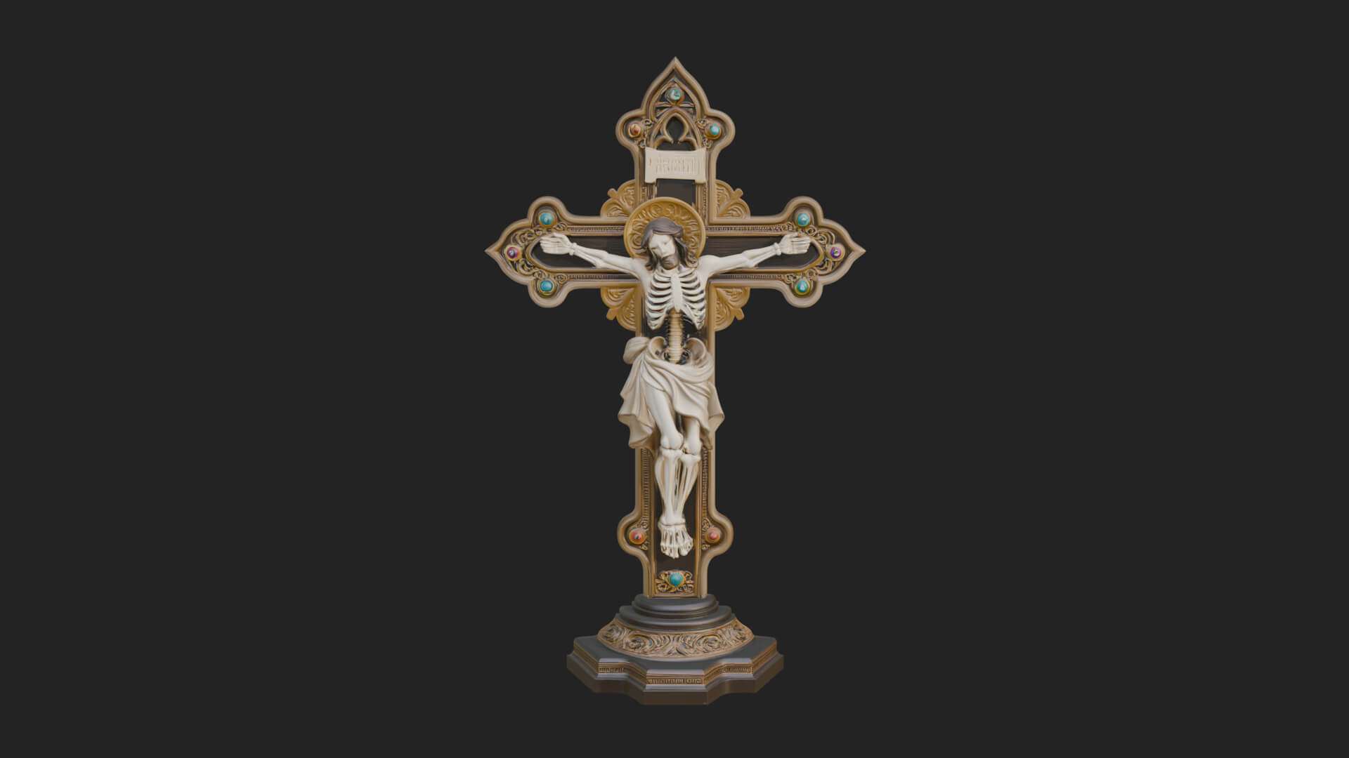 Gemmed Crucifix Cross Model Design 23 3D Print Model 3D Model