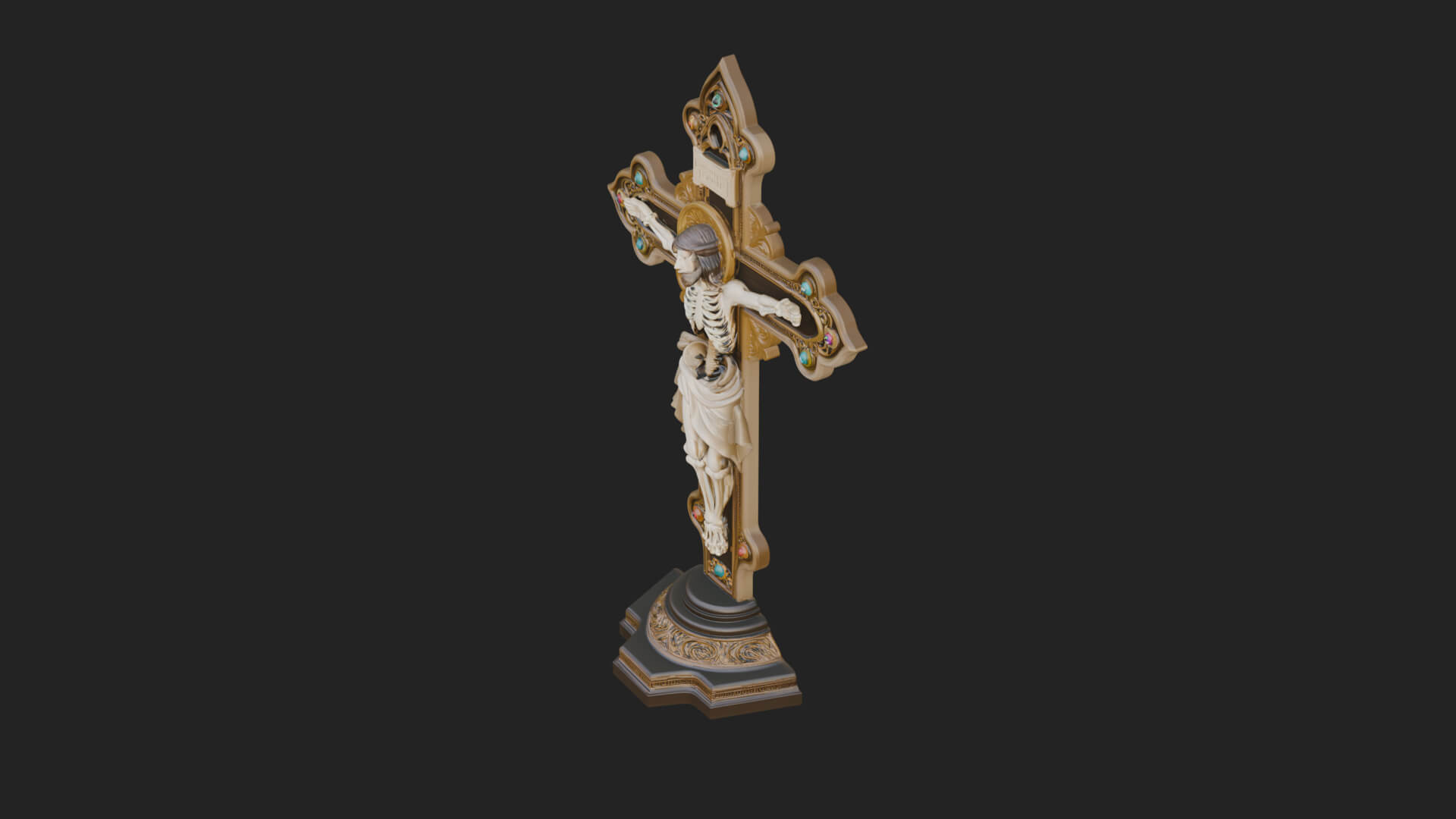 Gemmed Crucifix Cross Model Design 23 3D Print Model 3D Model