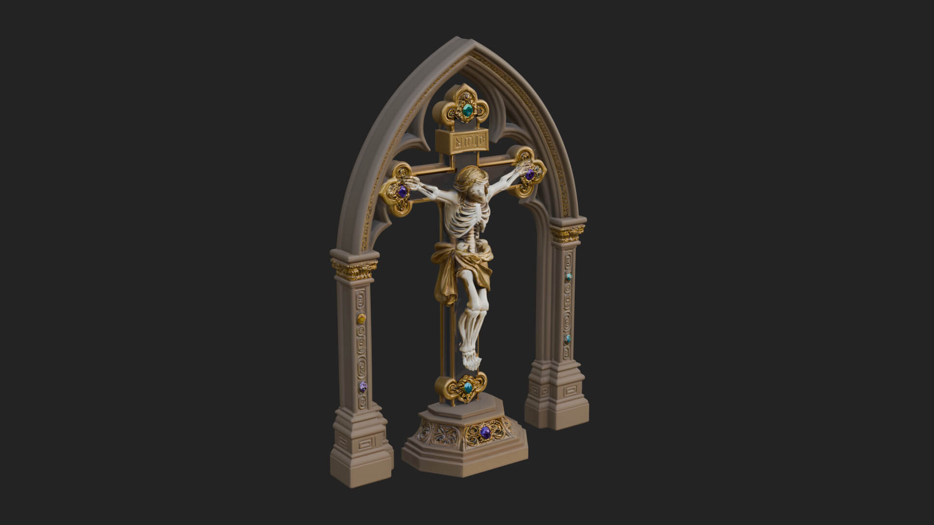 Gemmed Crucifix Cross Model Design 24 3D Print Model 3D Model