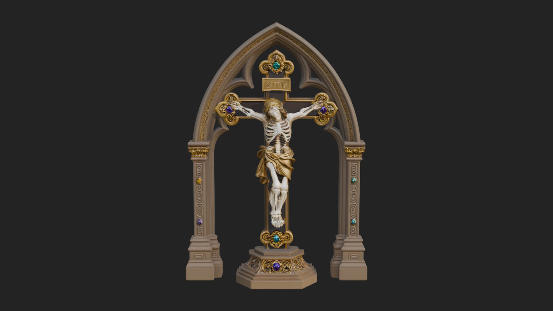 Gemmed Crucifix Cross Model Design 24 3D Print Model 3D Model