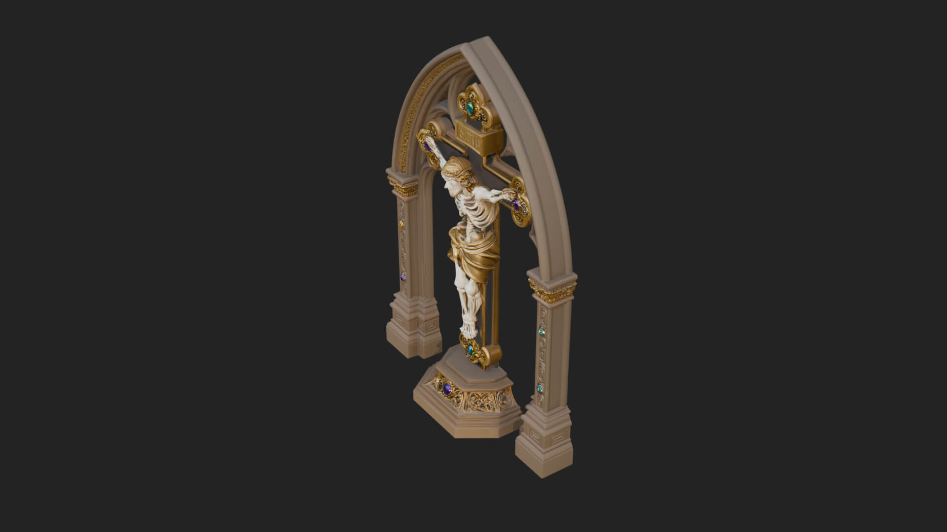 Gemmed Crucifix Cross Model Design 24 3D Print Model 3D Model