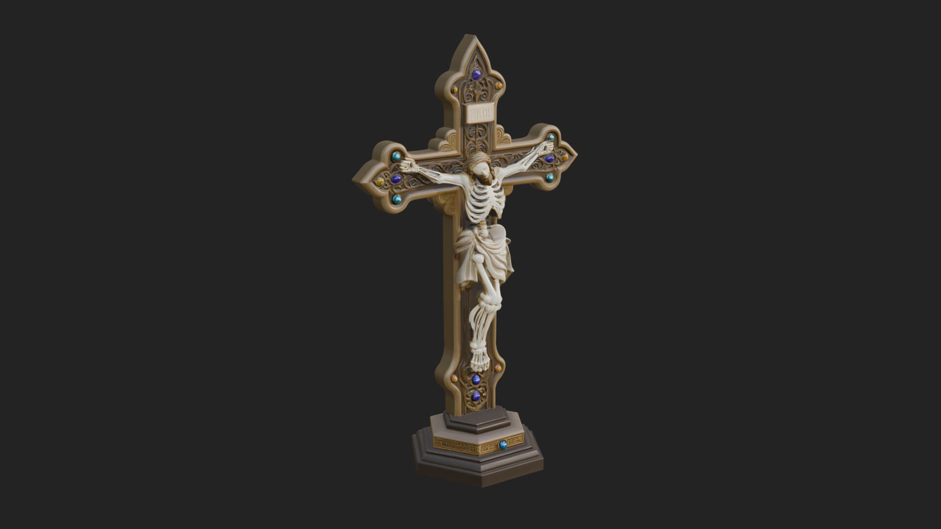 Gemmed Crucifix Cross Model Design 25 3D Print Model 3D Model