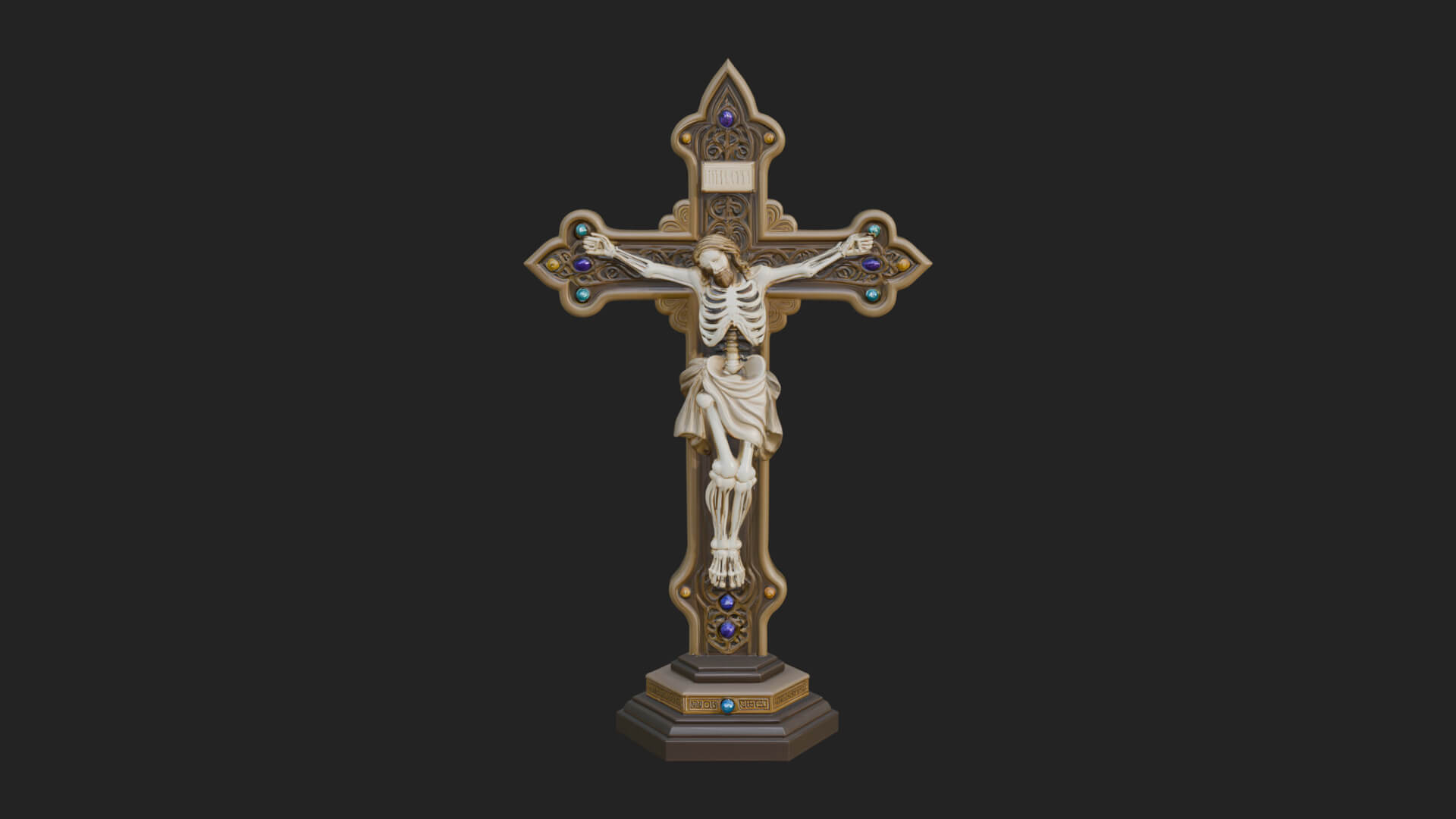 Gemmed Crucifix Cross Model Design 25 3D Print Model 3D Model