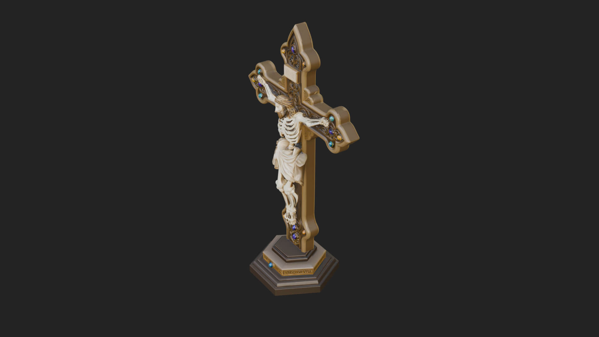 Gemmed Crucifix Cross Model Design 25 3D Print Model 3D Model