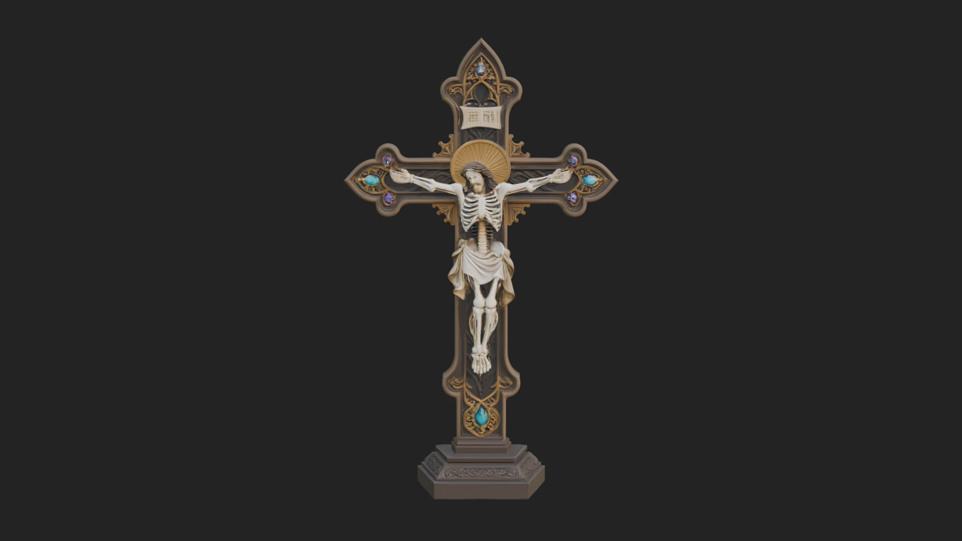 Gemmed Crucifix Cross Model Design 26 3D Print Model 3D Model