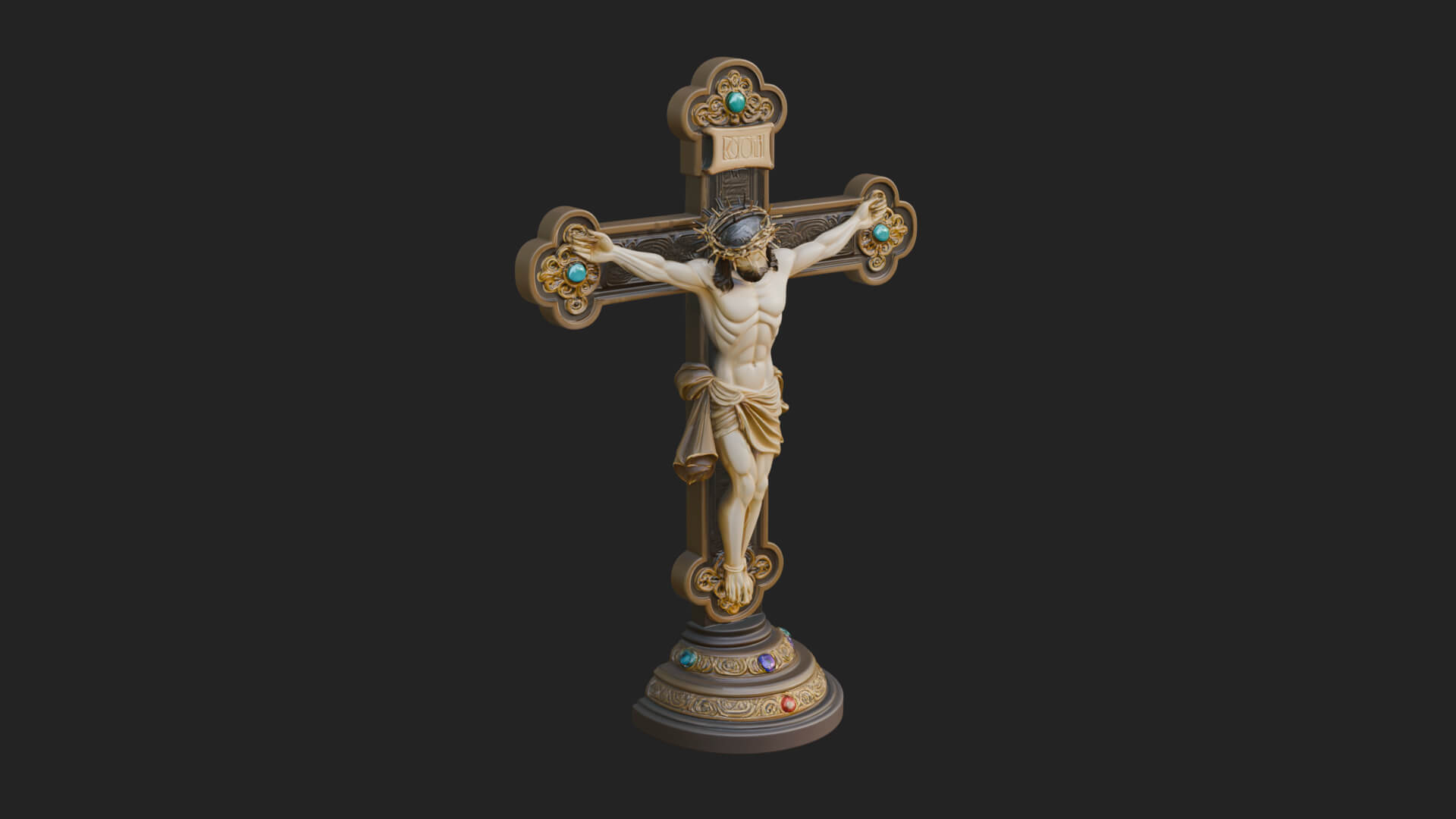 Gemmed Crucifix Cross Model Design 27 3D Print Model 3D Model
