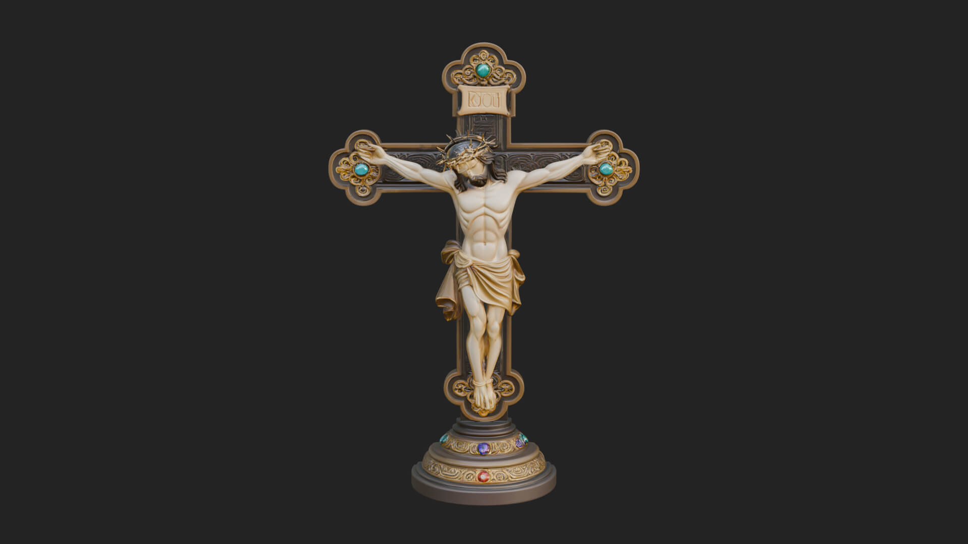 Gemmed Crucifix Cross Model Design 27 3D Print Model 3D Model