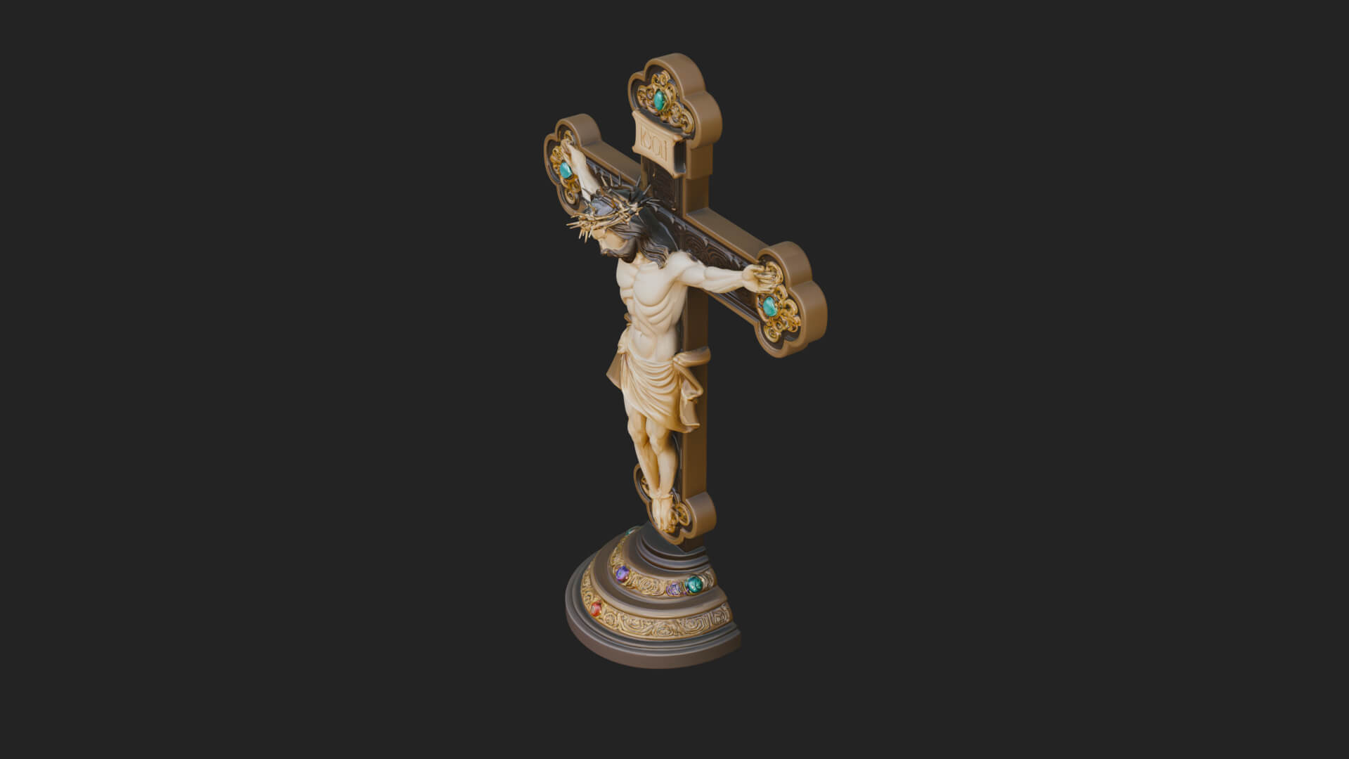 Gemmed Crucifix Cross Model Design 27 3D Print Model 3D Model