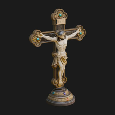 Gemmed Crucifix Cross Model Design 27 3D Print Model