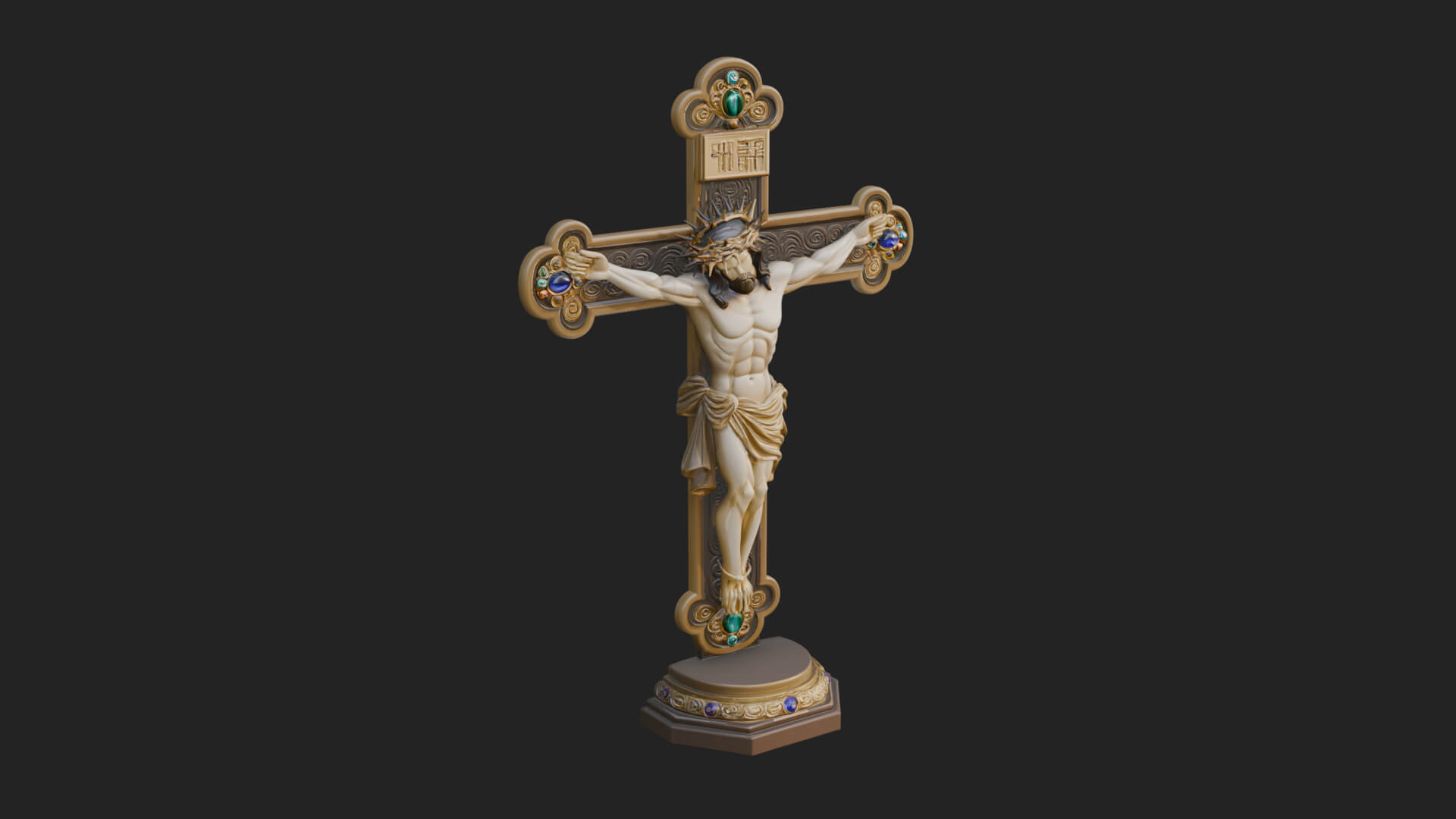 Gemmed Crucifix Cross Model Design 28 3D Print Model 3D Model