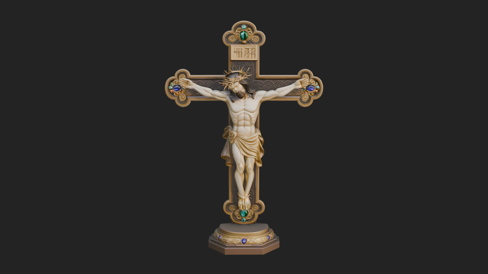 Gemmed Crucifix Cross Model Design 28 3D Print Model 3D Model