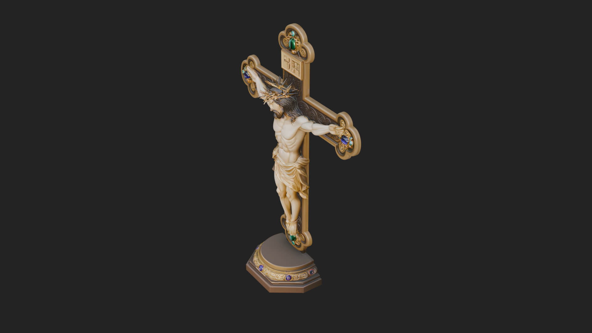 Gemmed Crucifix Cross Model Design 28 3D Print Model 3D Model