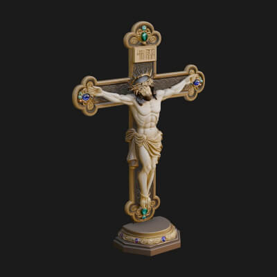 Gemmed Crucifix Cross Model Design 28 3D Print Model