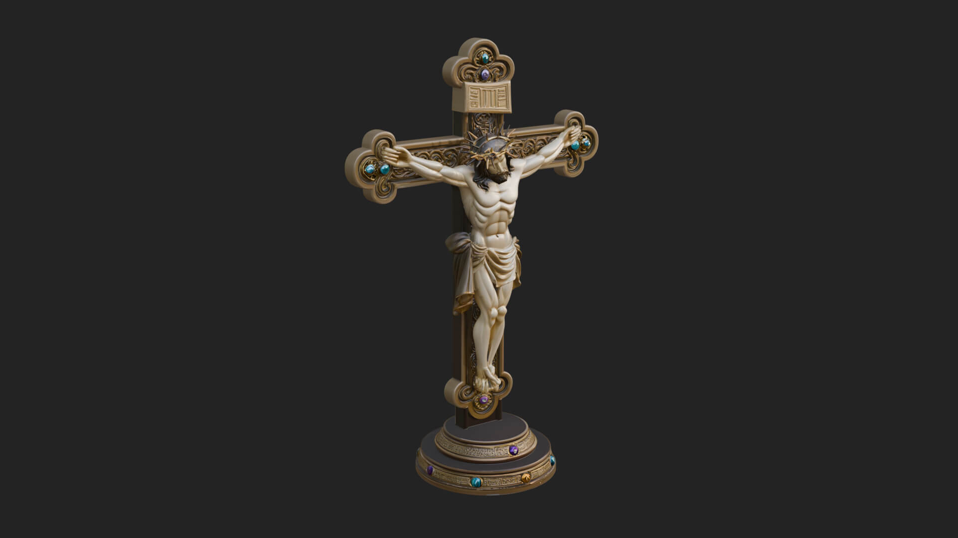 Gemmed Crucifix Cross Model Design 29 3D Print Model 3D Model