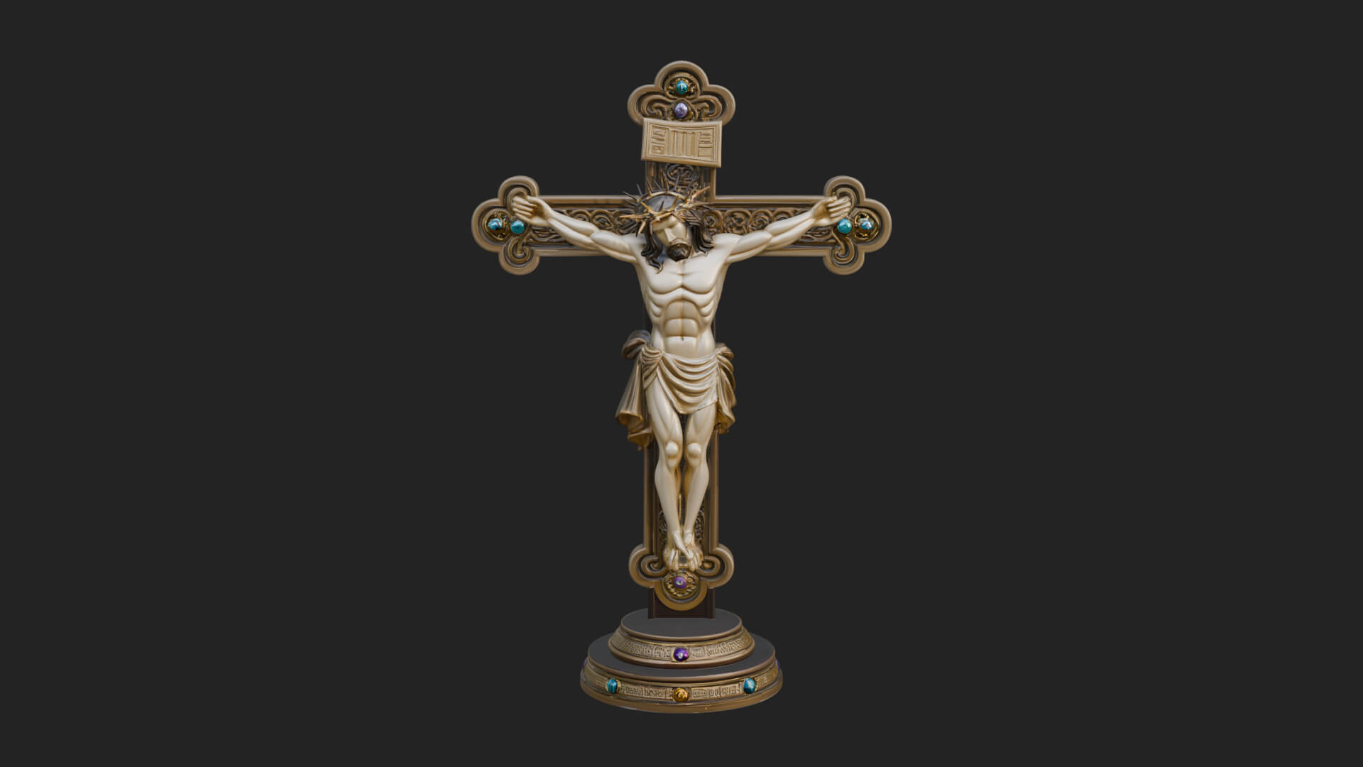 Gemmed Crucifix Cross Model Design 29 3D Print Model 3D Model