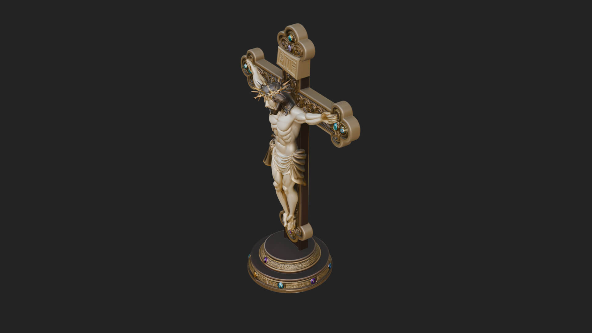 Gemmed Crucifix Cross Model Design 29 3D Print Model 3D Model