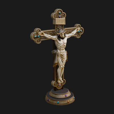 Gemmed Crucifix Cross Model Design 29 3D Print Model