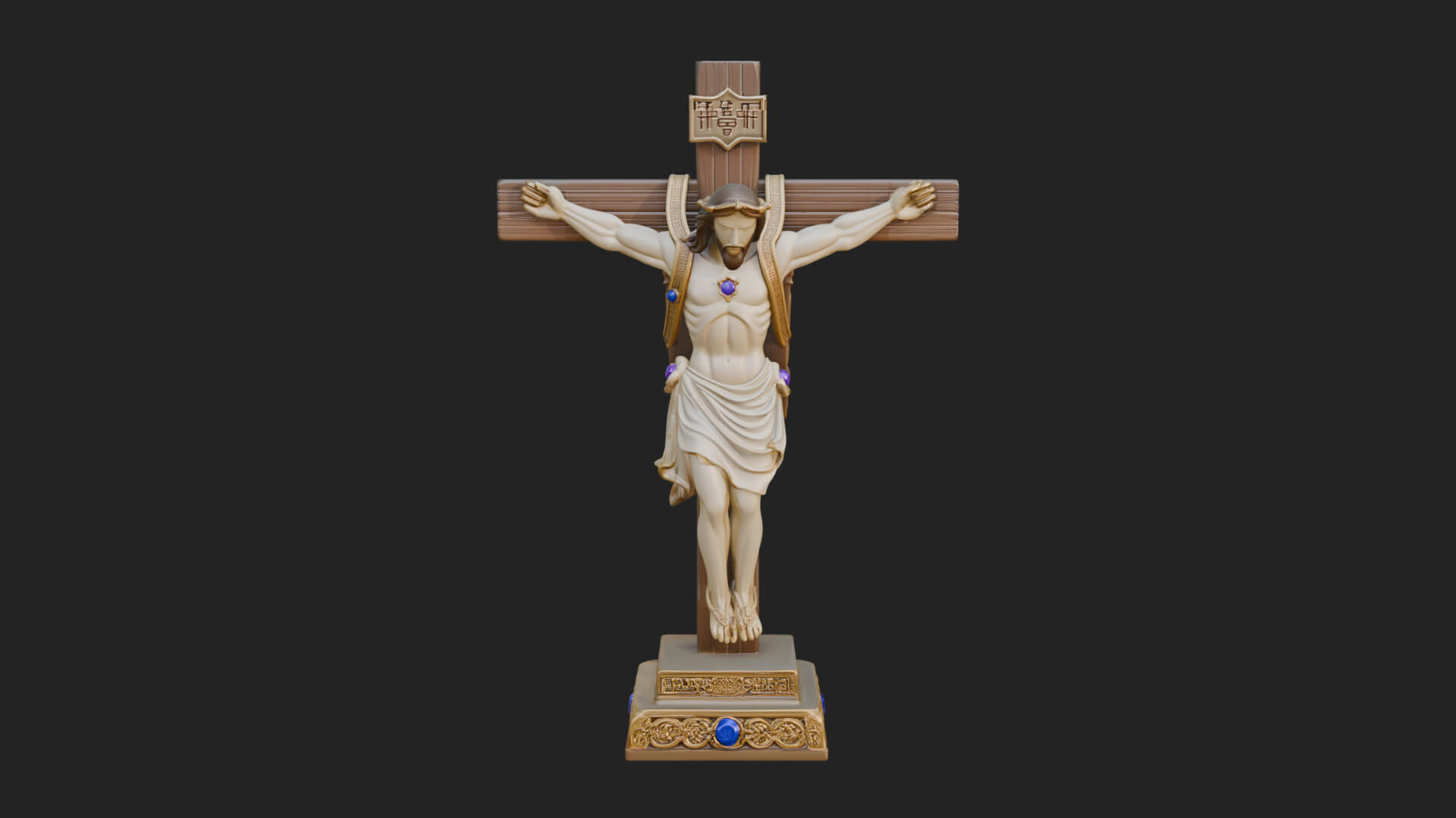 Gemmed Crucifix Cross Model Design 3 3D Print Model 3D Model