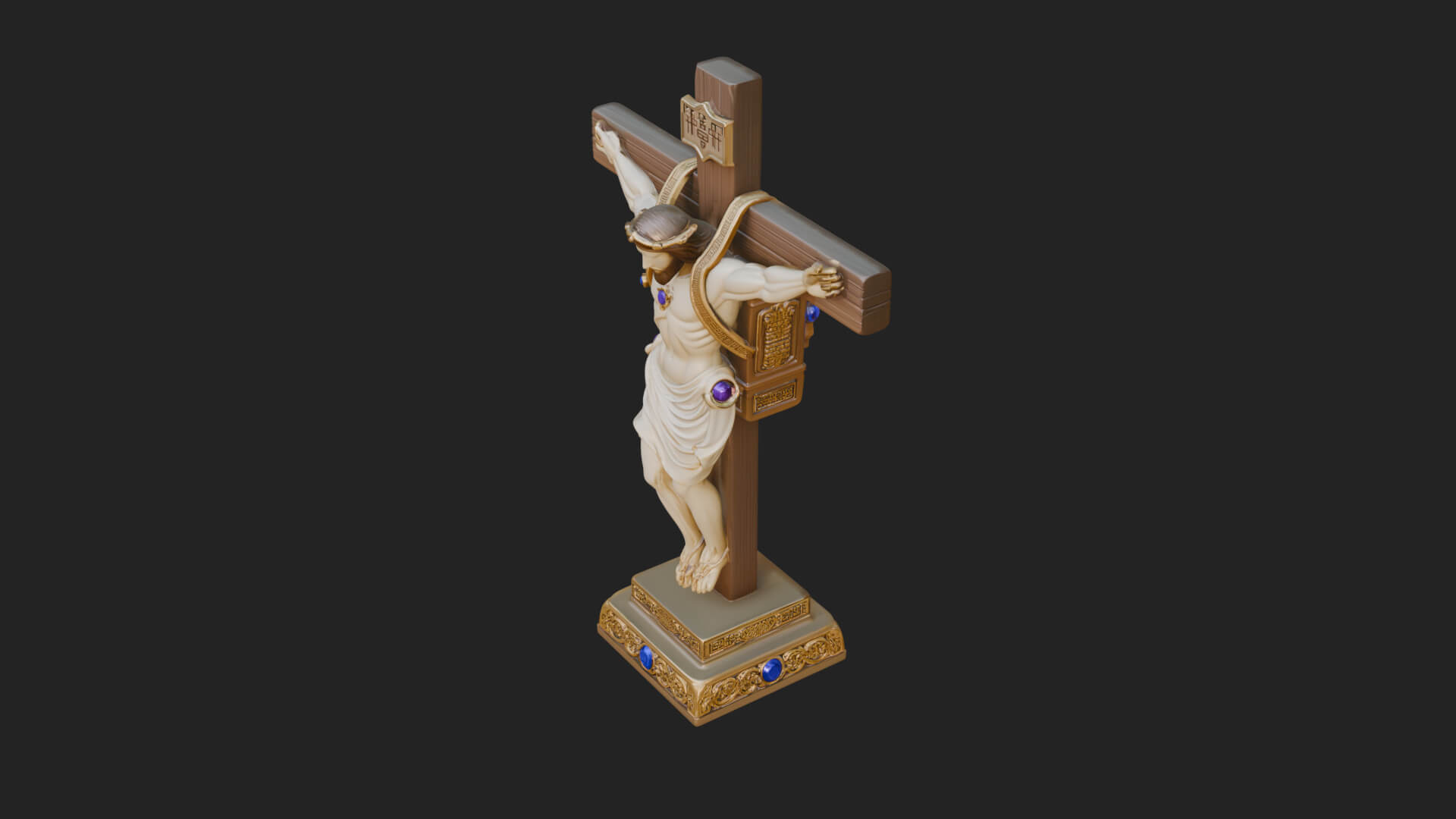 Gemmed Crucifix Cross Model Design 3 3D Print Model 3D Model