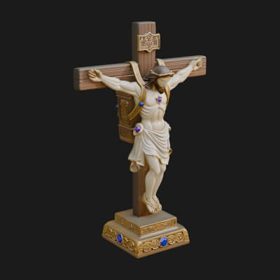 Gemmed Crucifix Cross Model Design 3 3D Print Model