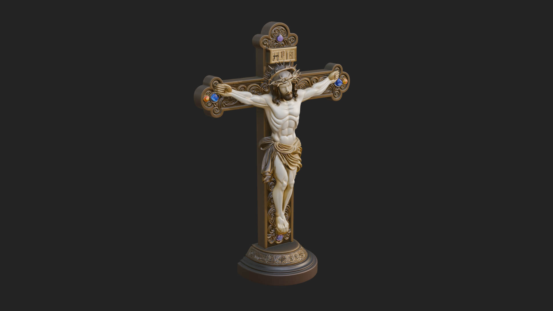 Gemmed Crucifix Cross Model Design 30 3D Print Model 3D Model