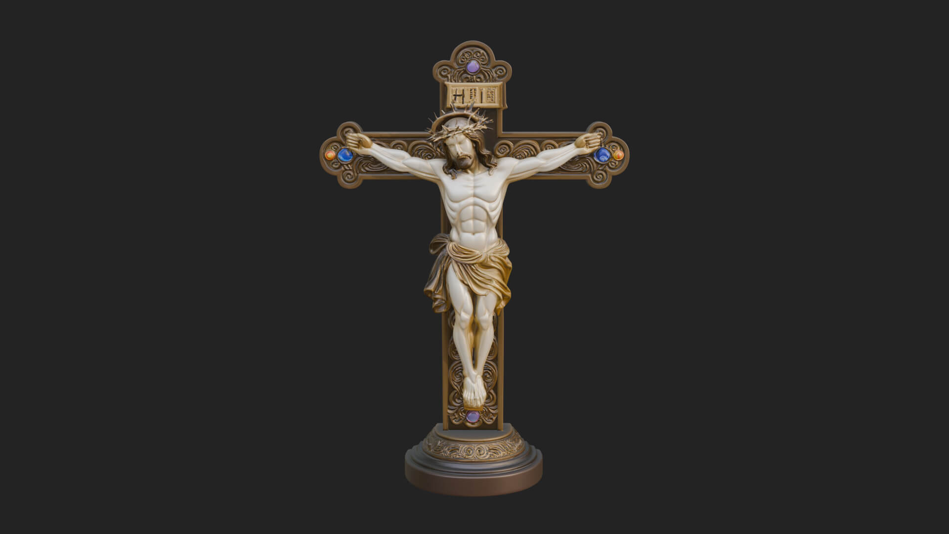 Gemmed Crucifix Cross Model Design 30 3D Print Model 3D Model