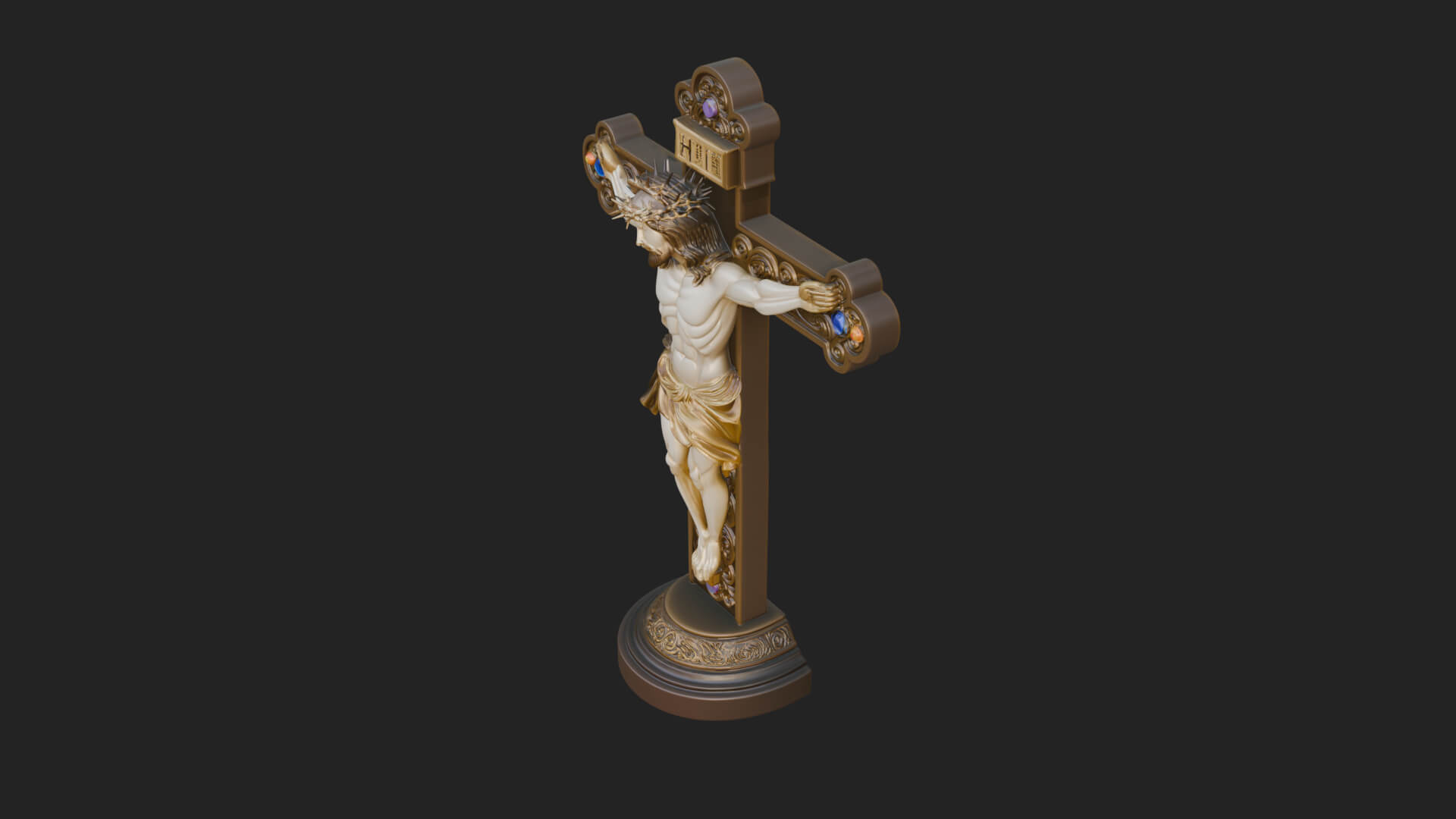 Gemmed Crucifix Cross Model Design 30 3D Print Model 3D Model