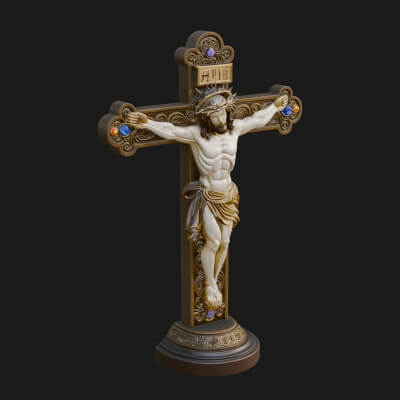 Gemmed Crucifix Cross Model Design 30 3D Print Model