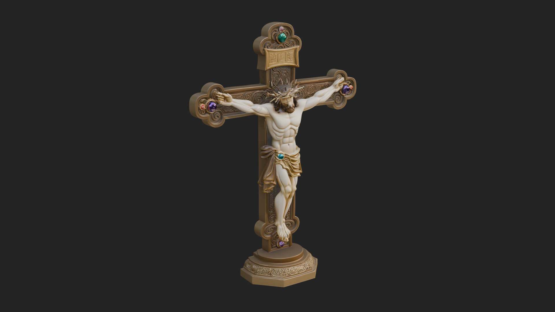 Gemmed Crucifix Cross Model Design 31 3D Print Model 3D Model