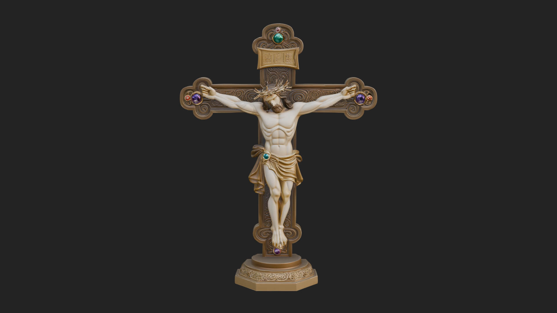 Gemmed Crucifix Cross Model Design 31 3D Print Model 3D Model