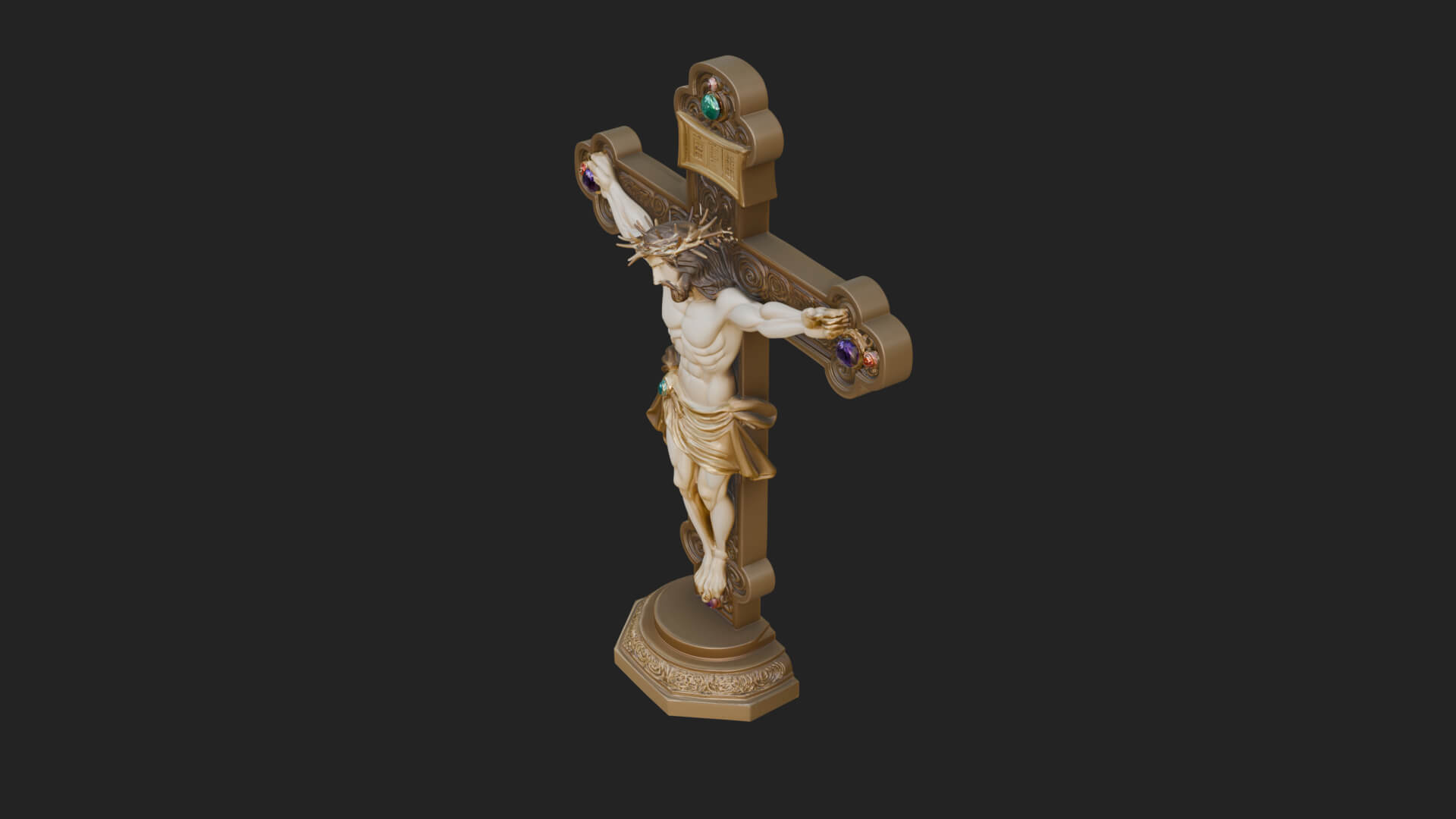 Gemmed Crucifix Cross Model Design 31 3D Print Model 3D Model