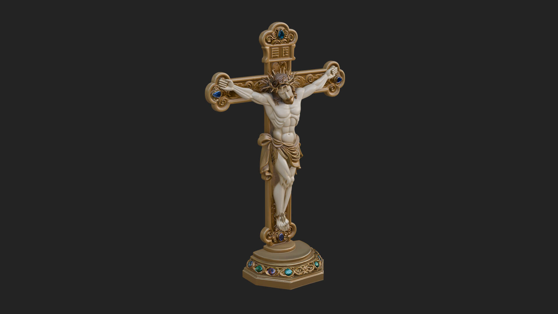 Gemmed Crucifix Cross Model Design 32 3D Print Model 3D Model