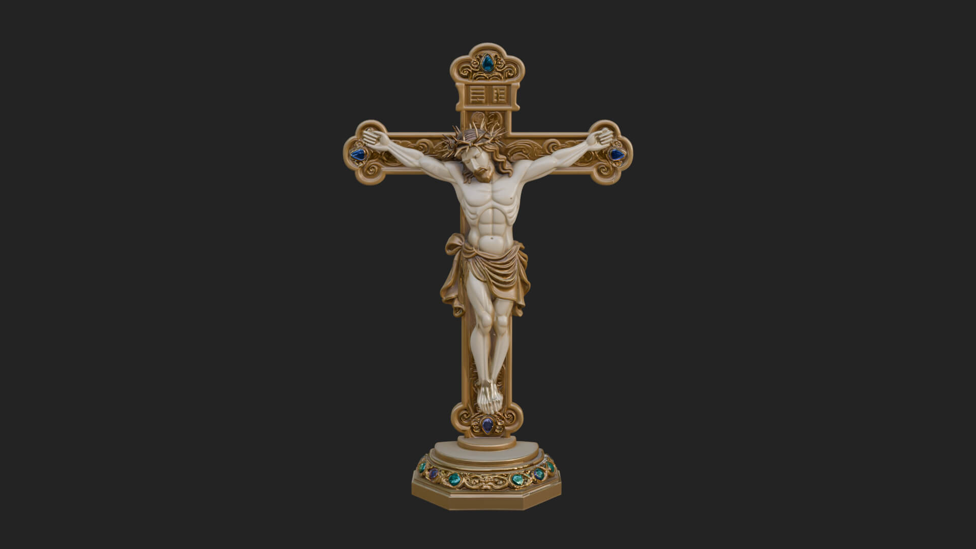 Gemmed Crucifix Cross Model Design 32 3D Print Model 3D Model