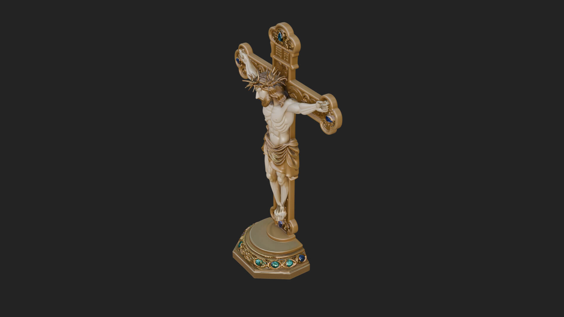 Gemmed Crucifix Cross Model Design 32 3D Print Model 3D Model