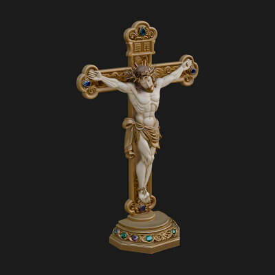 Gemmed Crucifix Cross Model Design 32 3D Print Model