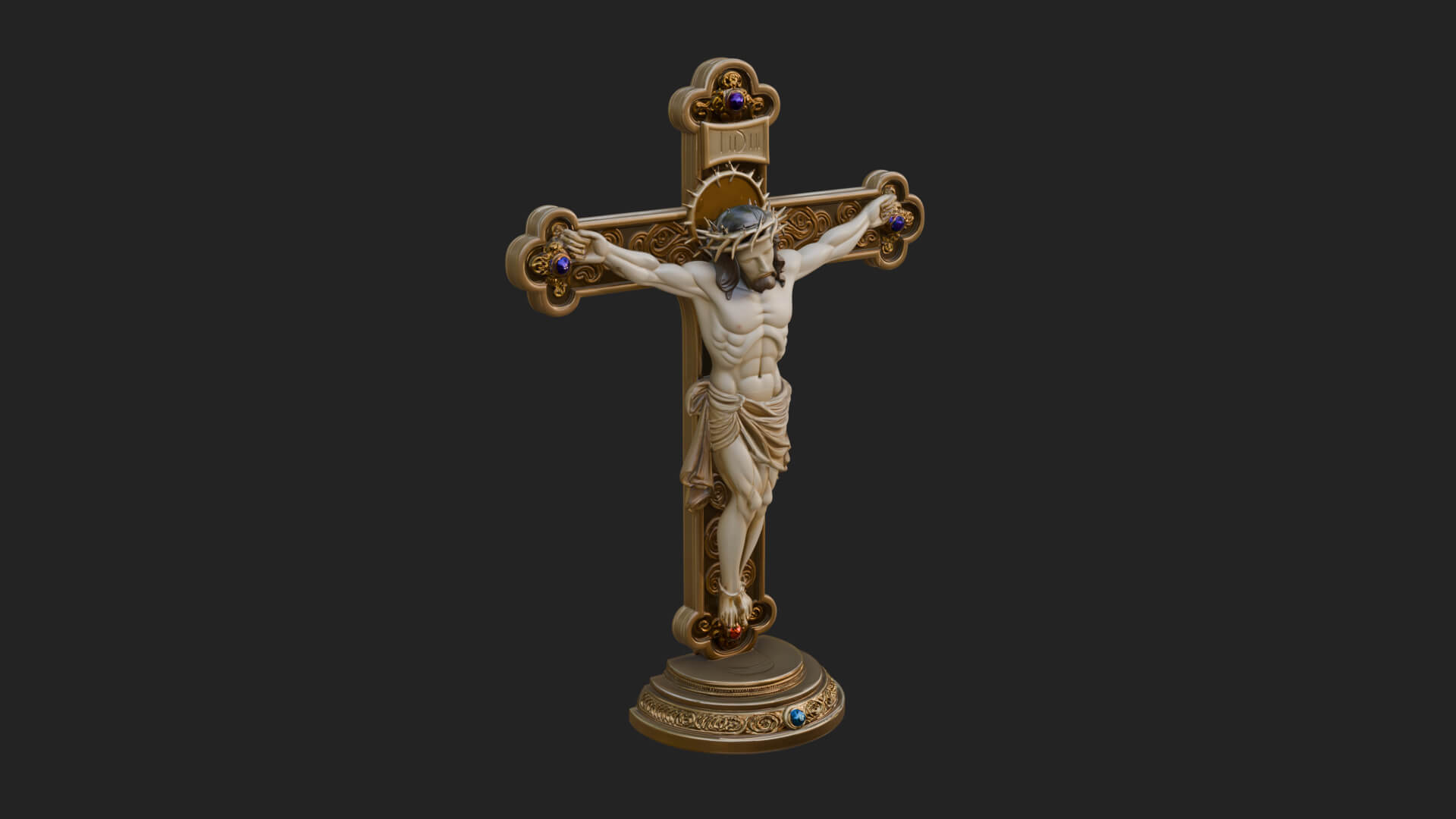 Gemmed Crucifix Cross Model Design 33 3D Print Model 3D Model