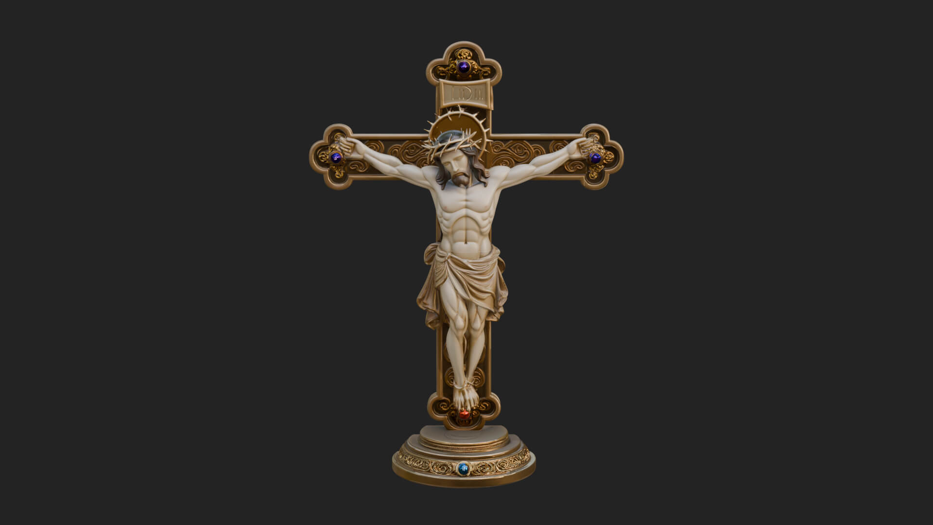 Gemmed Crucifix Cross Model Design 33 3D Print Model 3D Model