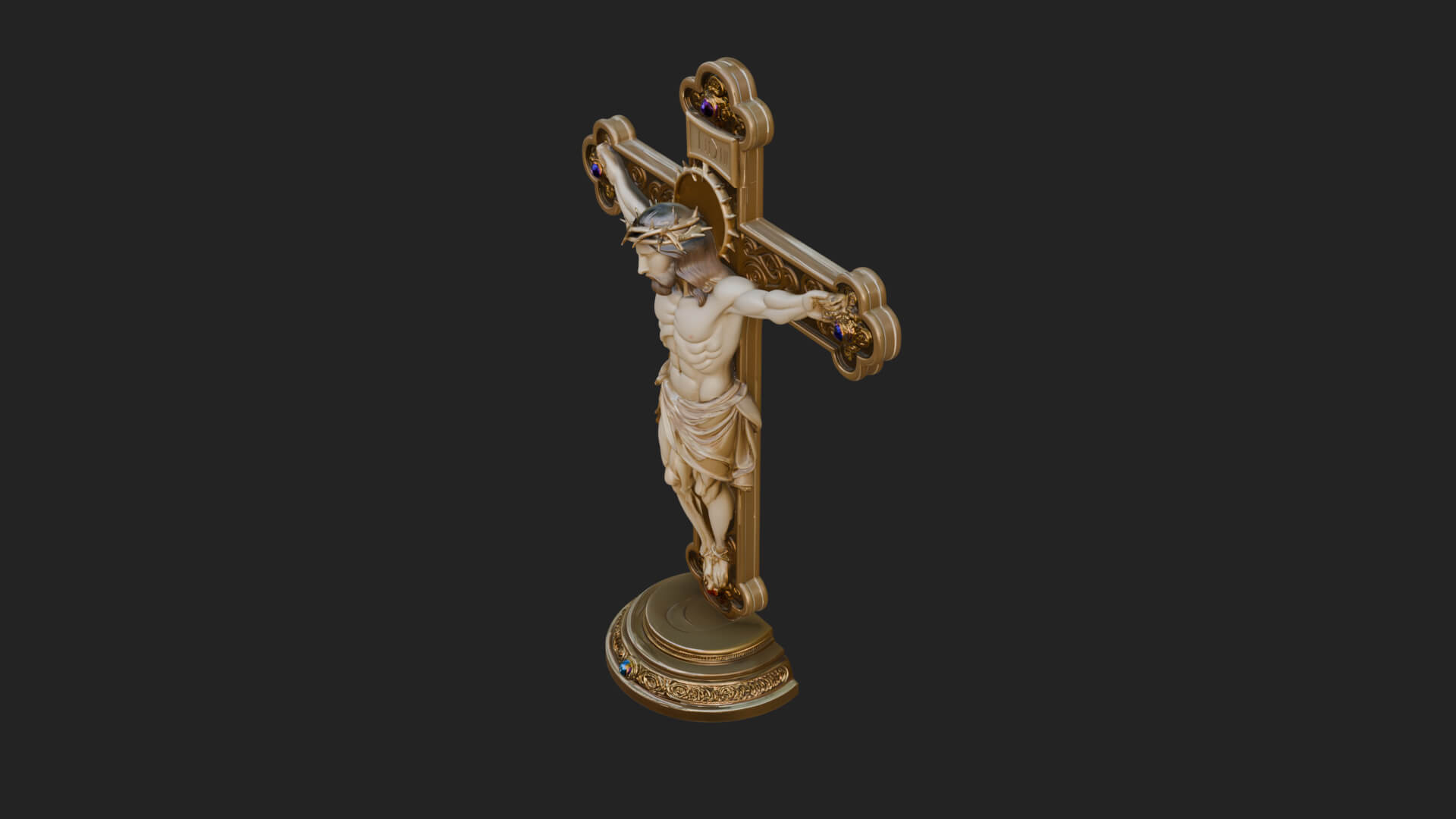 Gemmed Crucifix Cross Model Design 33 3D Print Model 3D Model