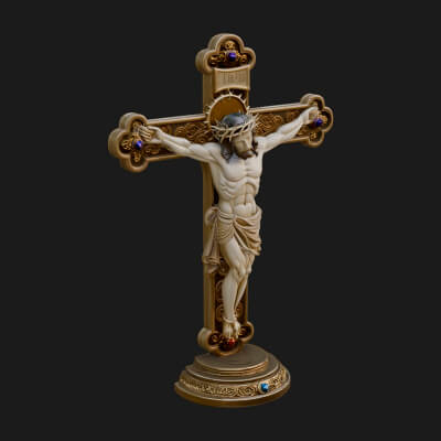 Gemmed Crucifix Cross Model Design 33 3D Print Model