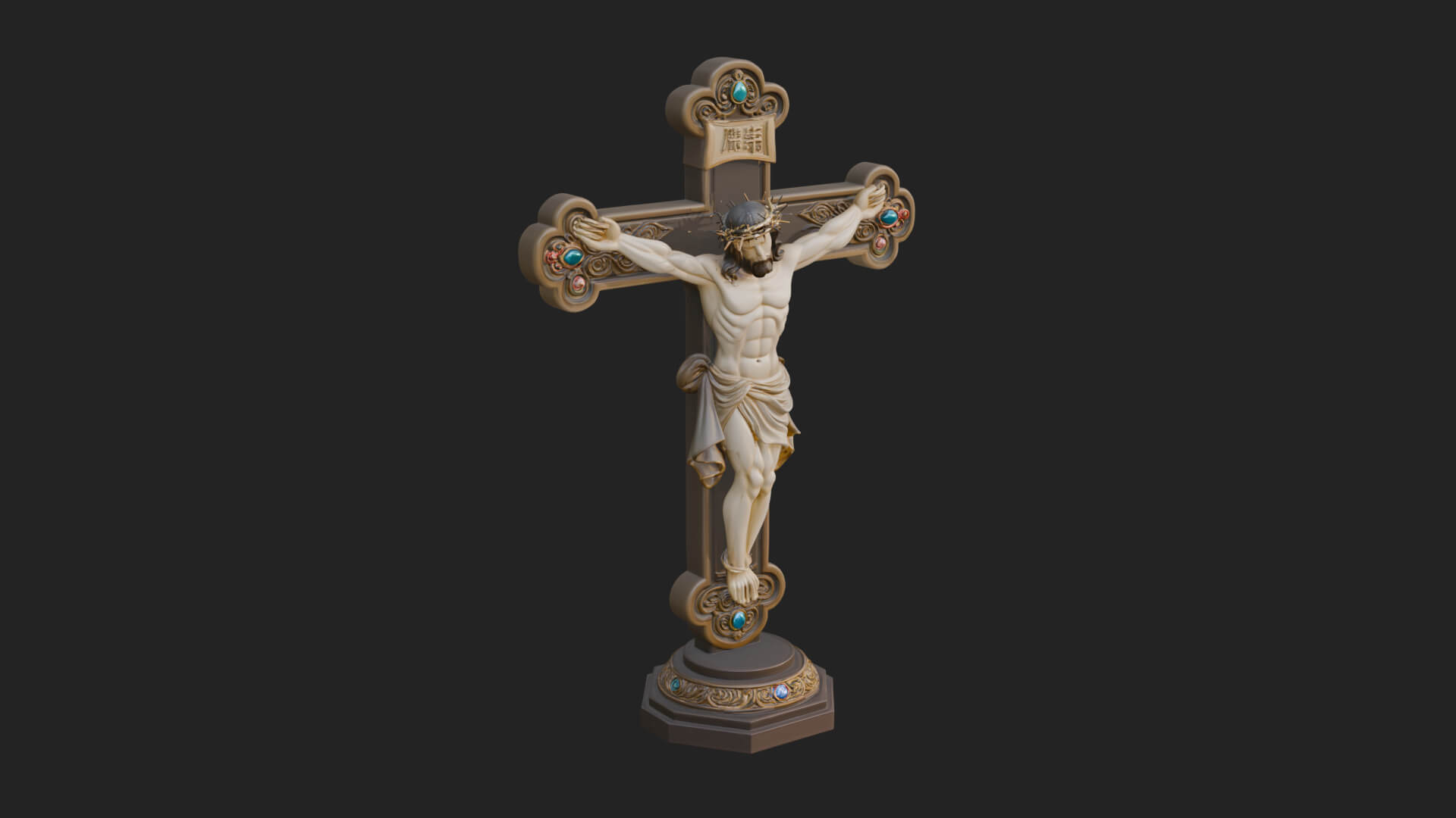Gemmed Crucifix Cross Model Design 34 3D Print Model 3D Model