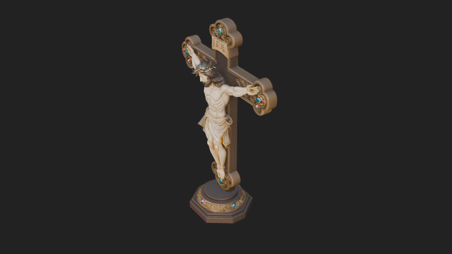Gemmed Crucifix Cross Model Design 34 3D Print Model 3D Model