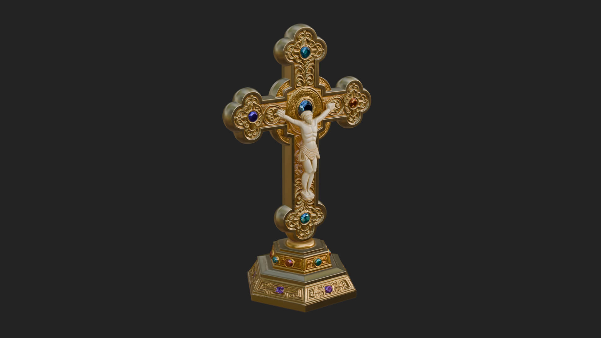 Gemmed Crucifix Cross Model Design 35 3D Print Model 3D Model