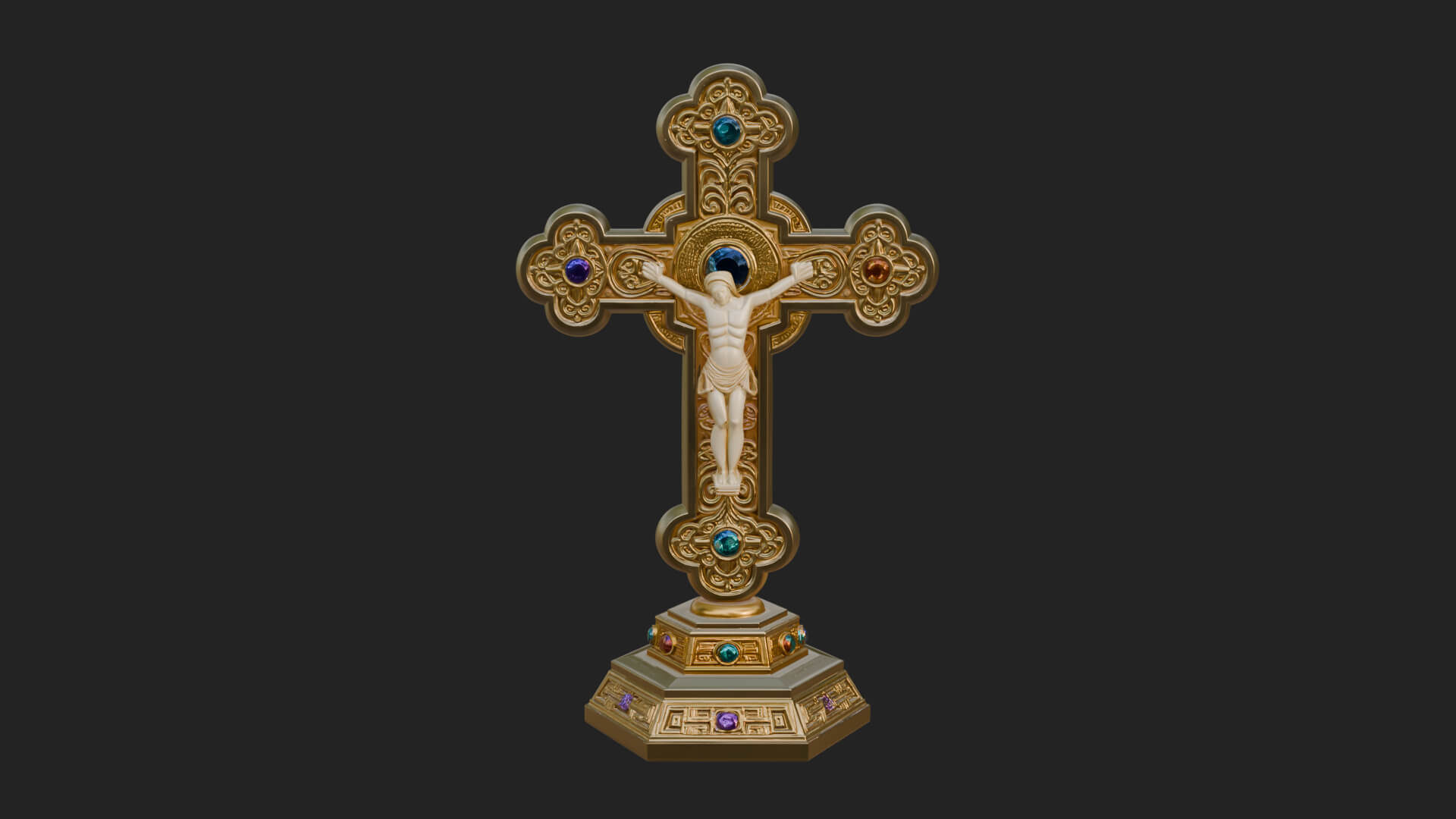 Gemmed Crucifix Cross Model Design 35 3D Print Model 3D Model
