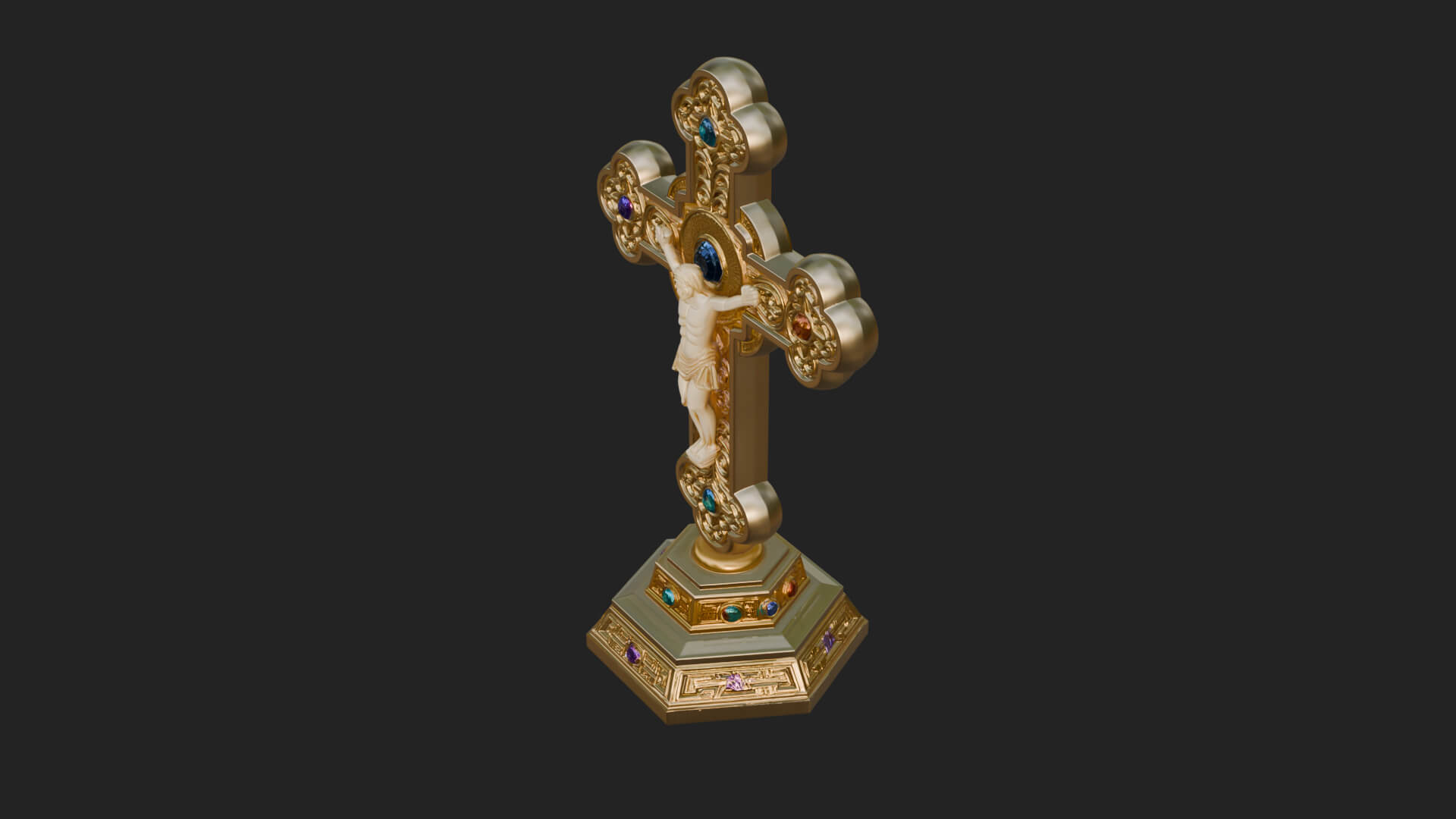 Gemmed Crucifix Cross Model Design 35 3D Print Model 3D Model