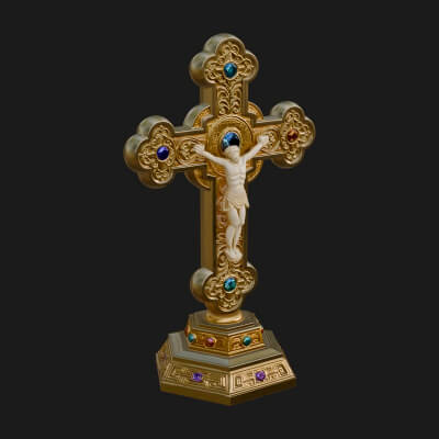 Gemmed Crucifix Cross Model Design 35 3D Print Model