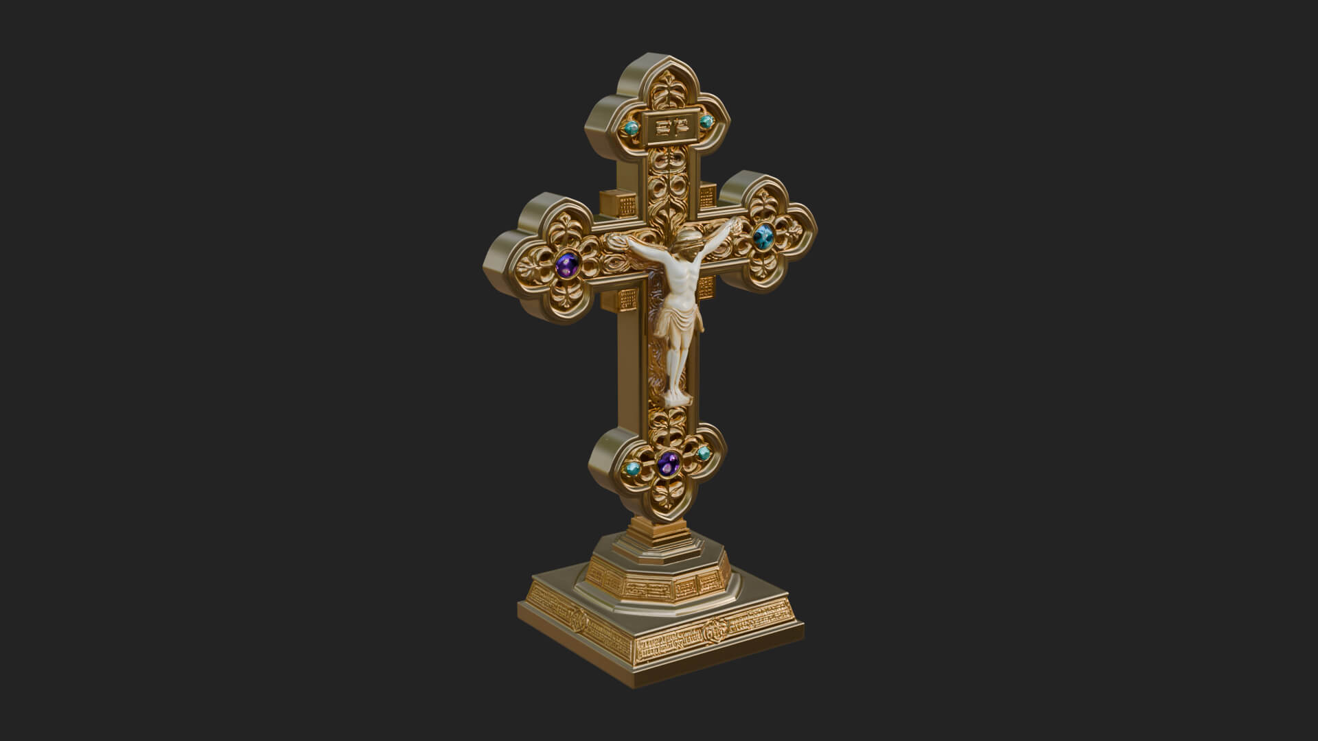 Gemmed Crucifix Cross Model Design 36 3D Print Model 3D Model