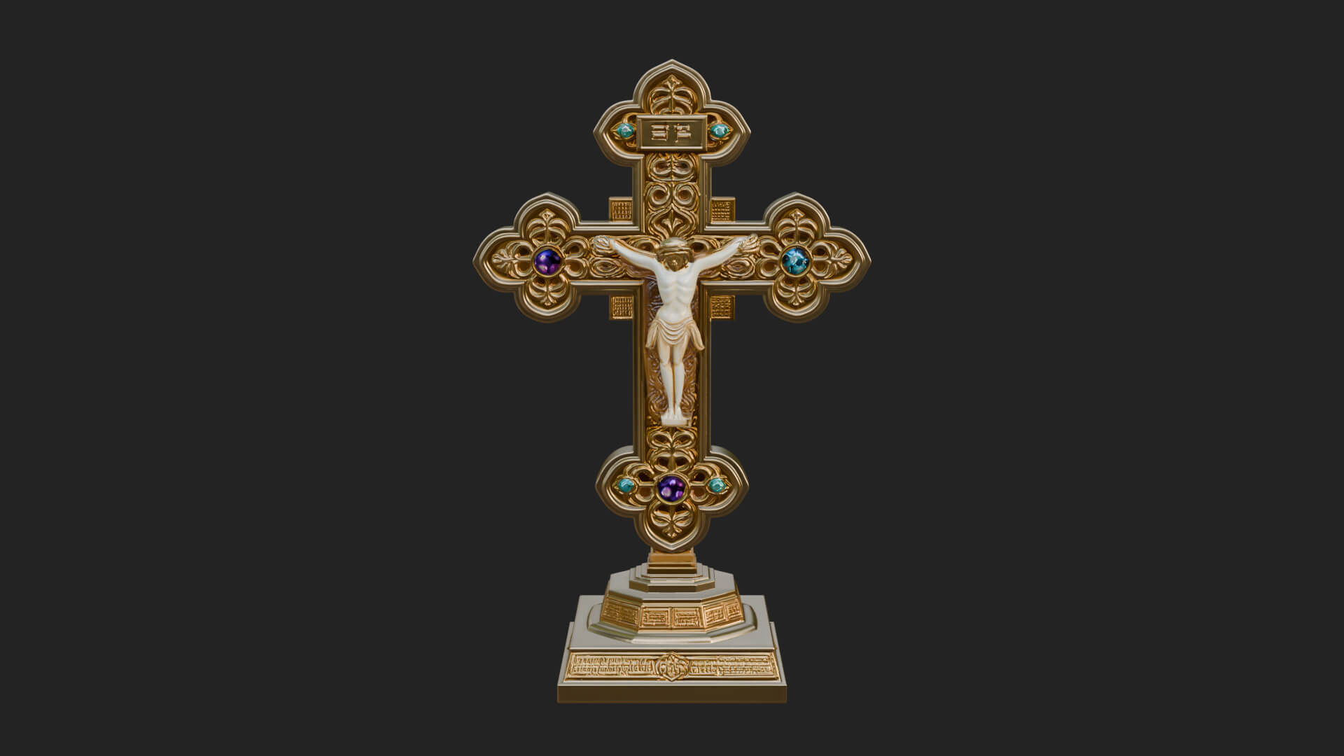 Gemmed Crucifix Cross Model Design 36 3D Print Model 3D Model