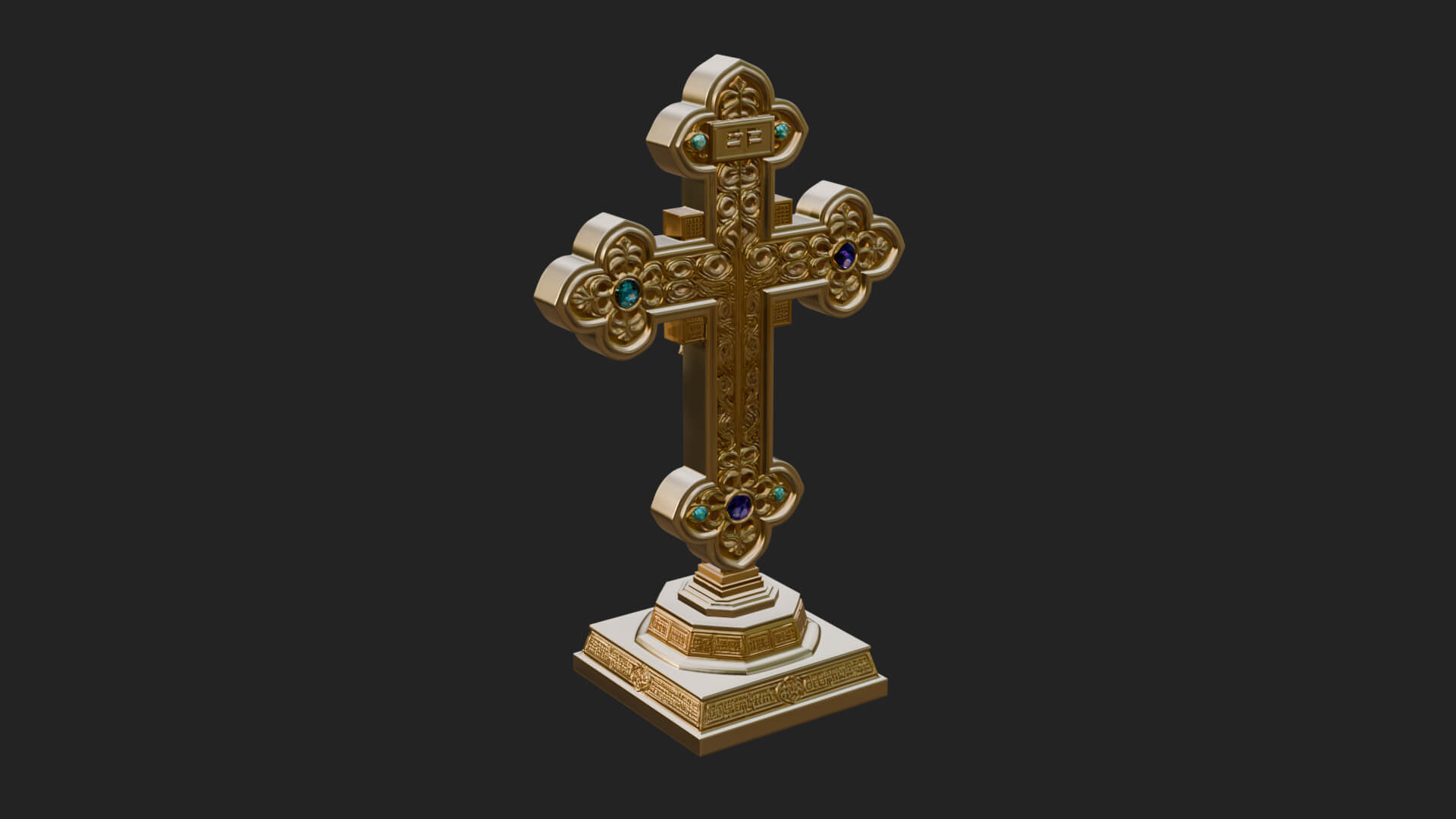 Gemmed Crucifix Cross Model Design 36 3D Print Model 3D Model